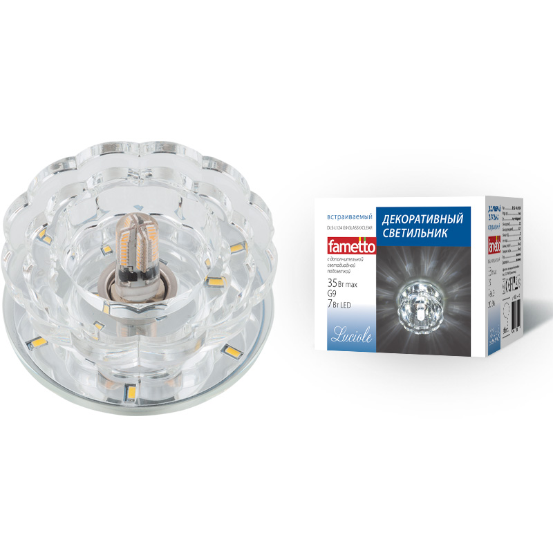 DLS-L124 G9 GLASSY/CLEAR Светильник декоративный встраиваемый, серия Luciole. Без лампы, цоколь G9.