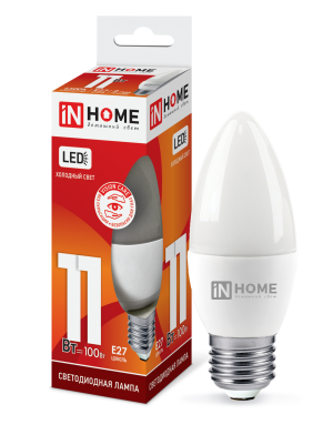 Лампа светодиодная LED-СВЕЧА-VC 11Вт 230В Е27 6500К 1050Лм IN HOME Лампа светодиодная LED-СВЕЧА-VC 11Вт 230В Е27 6500К 1050Лм IN HOME